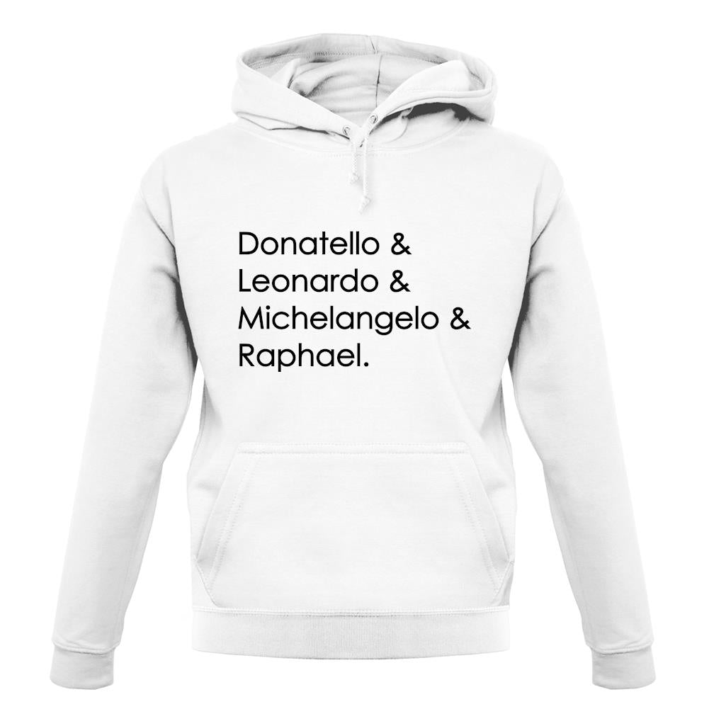 Ninja Turtle Names unisex hoodie
