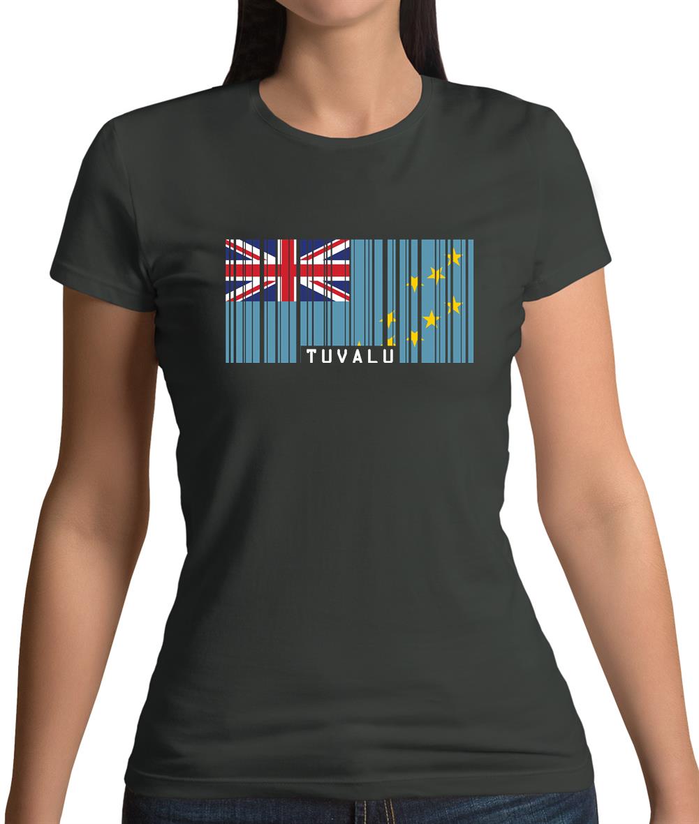 Tuvalu Barcode Style Flag Womens T-Shirt