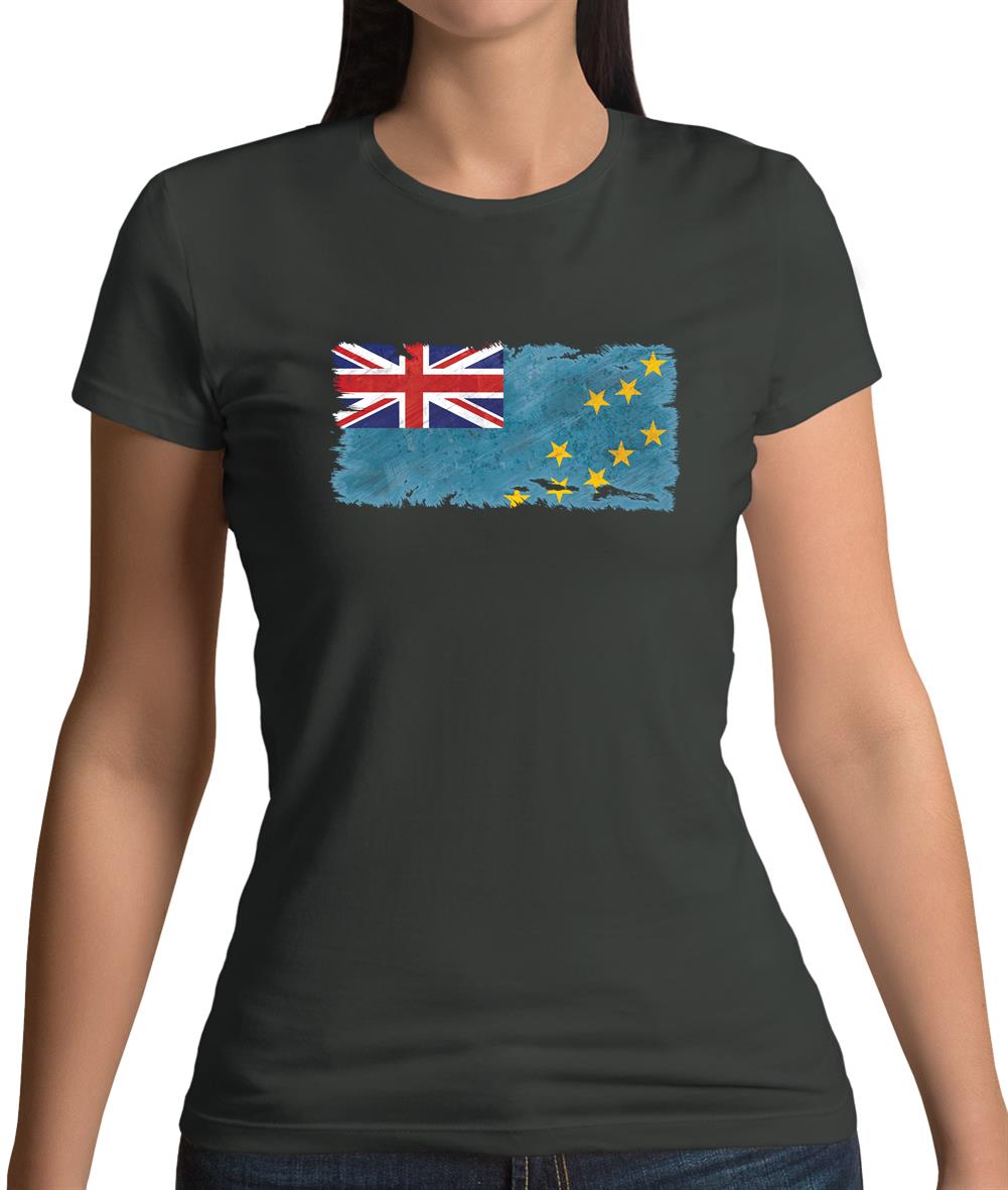 Tuvalu Grunge Style Flag Womens T-Shirt