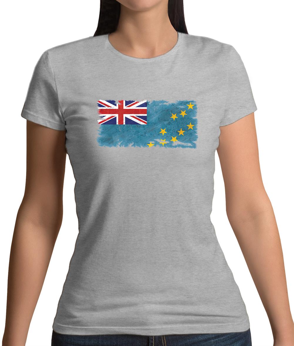 Tuvalu Grunge Style Flag Womens T-Shirt