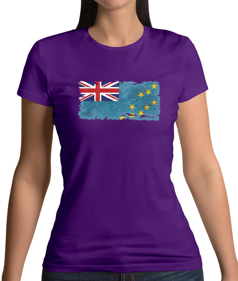 Tuvalu Grunge Style Flag Womens T-Shirt