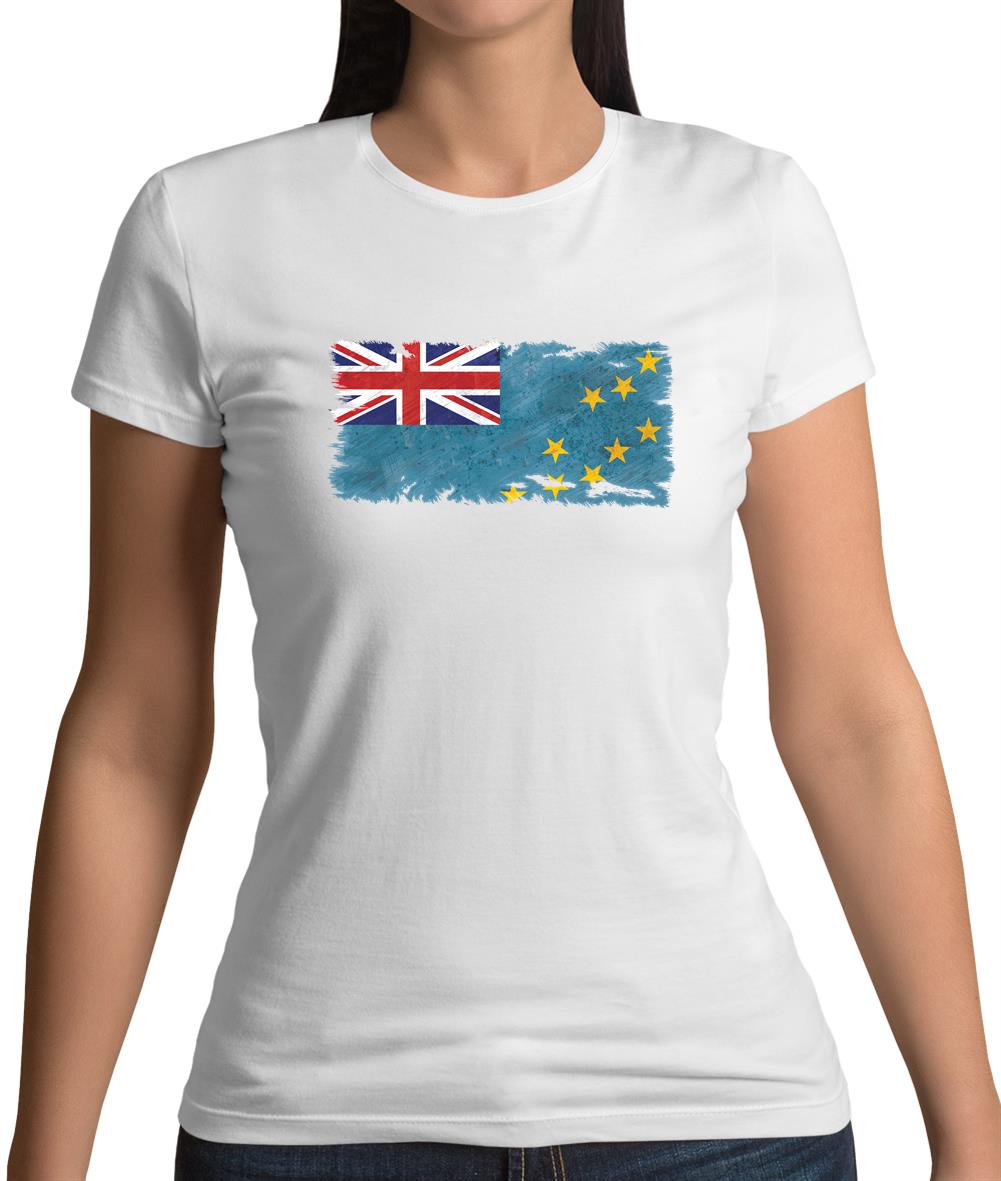 Tuvalu Grunge Style Flag Womens T-Shirt