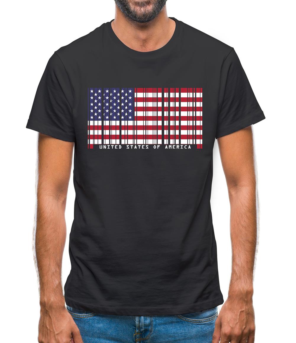 Usa Barcode Style Flag Mens T-Shirt