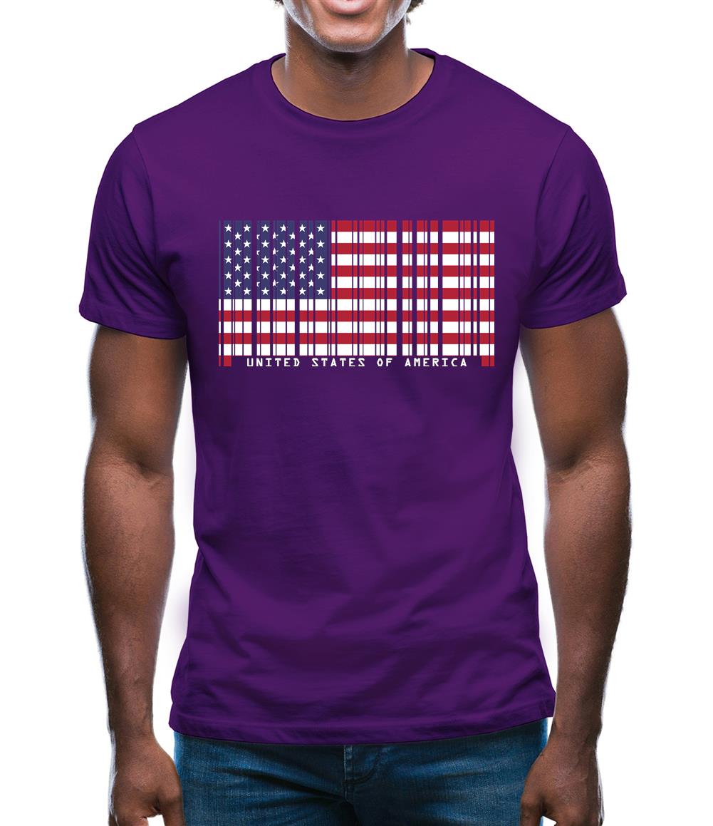 Usa Barcode Style Flag Mens T-Shirt