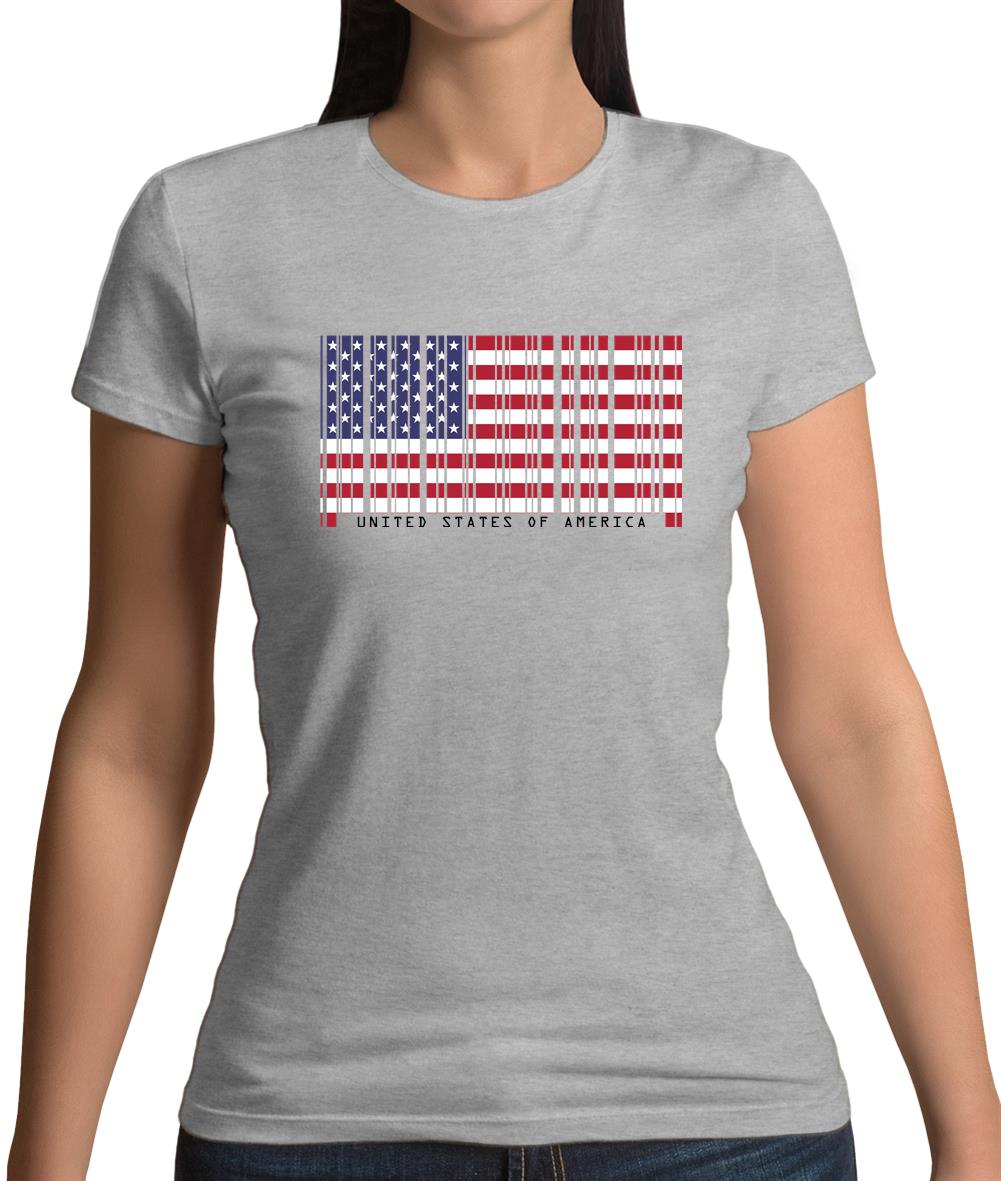 Usa Barcode Style Flag Womens T-Shirt