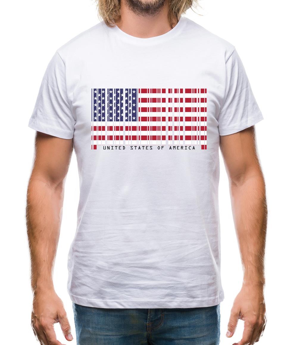 Usa Barcode Style Flag Mens T-Shirt