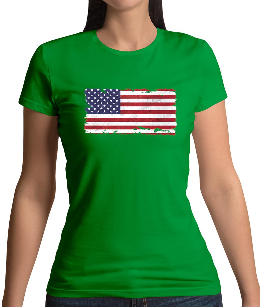 Us Grunge Style Flag Womens T-Shirt