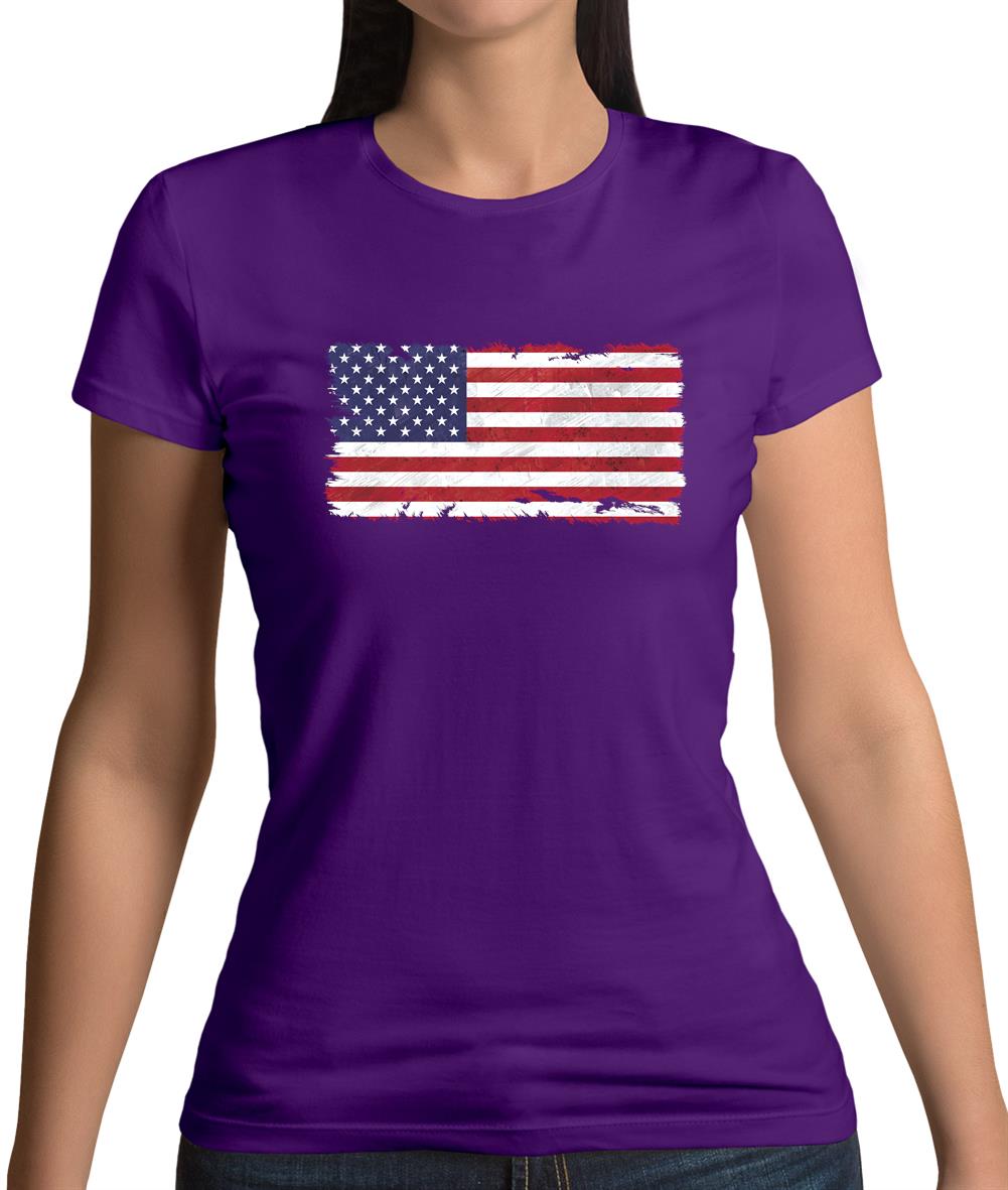 Us Grunge Style Flag Womens T-Shirt