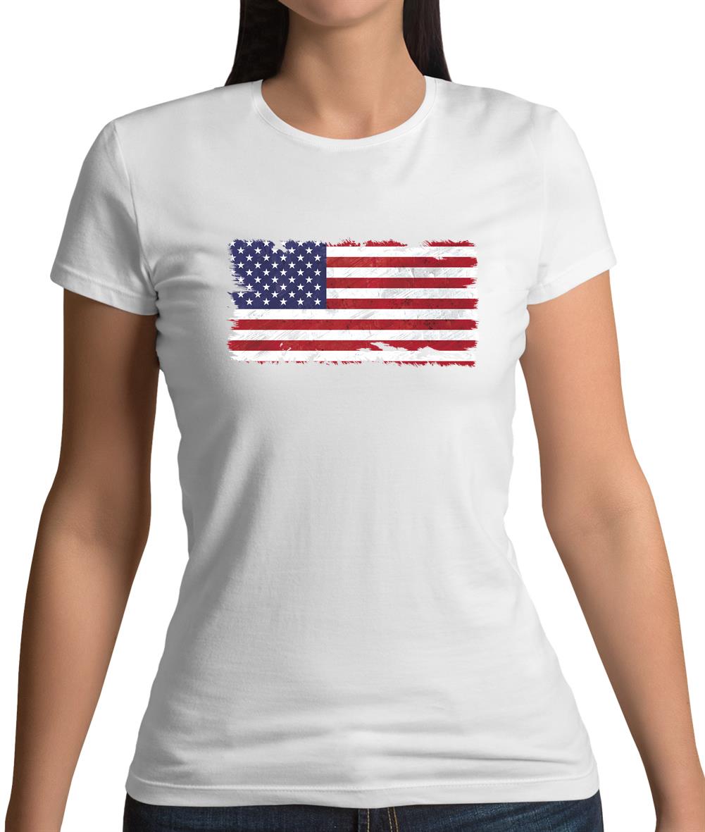 Us Grunge Style Flag Womens T-Shirt
