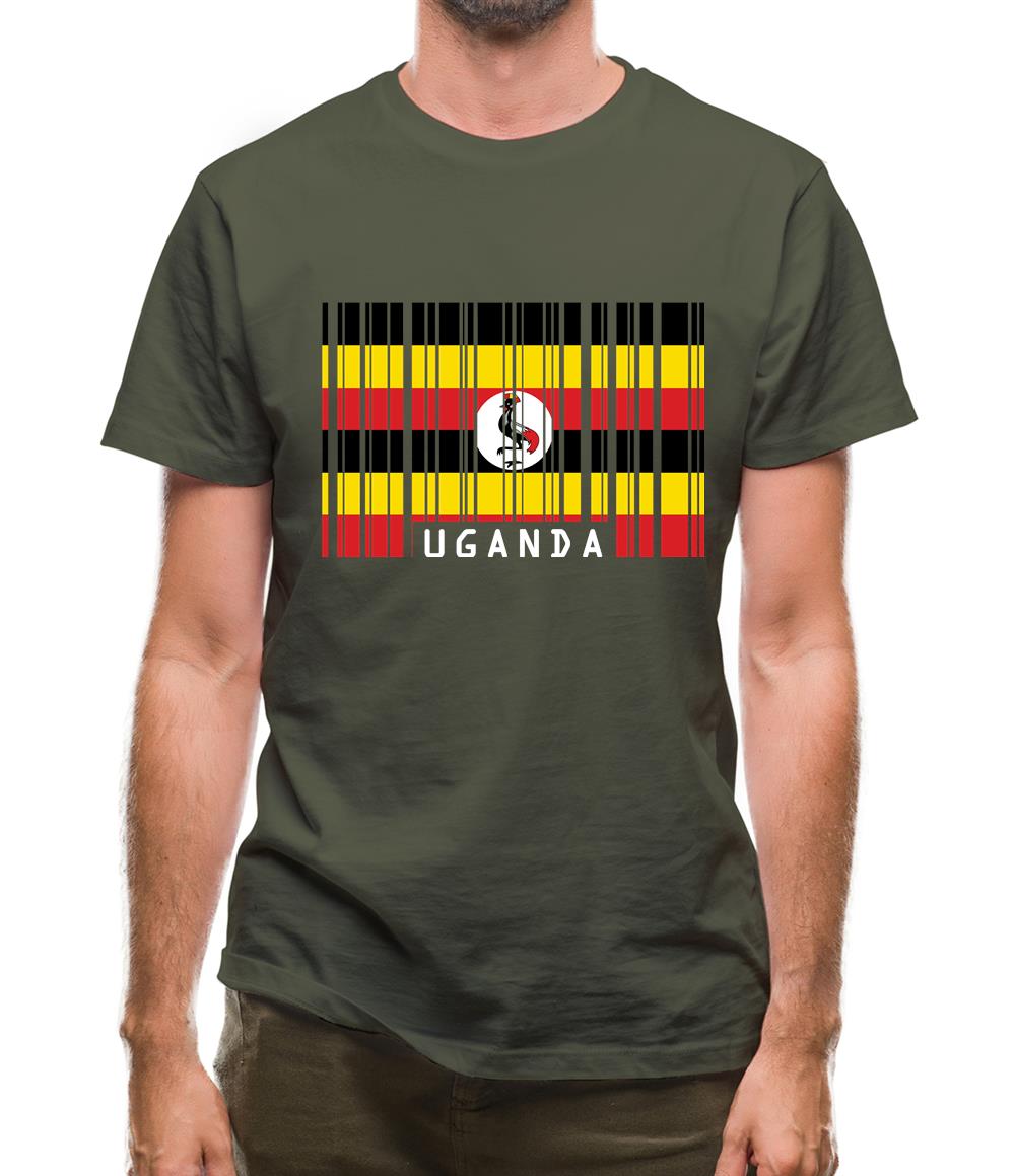 Uganda Barcode Style Flag Mens T-Shirt