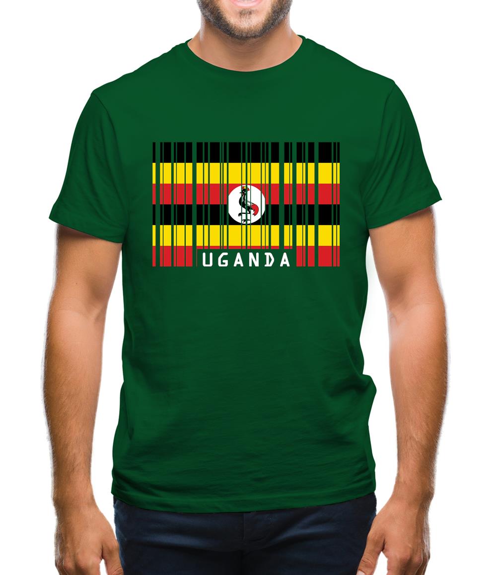 Uganda Barcode Style Flag Mens T-Shirt