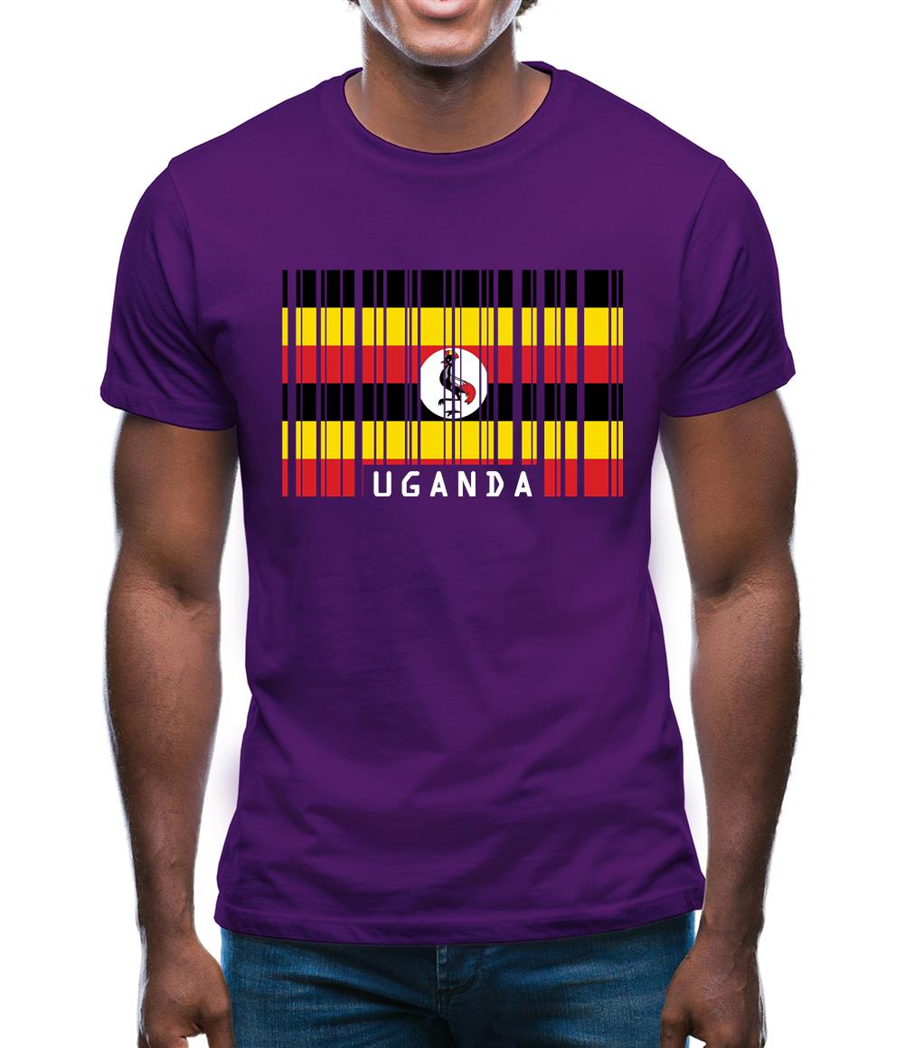 Uganda Barcode Style Flag Mens T-Shirt