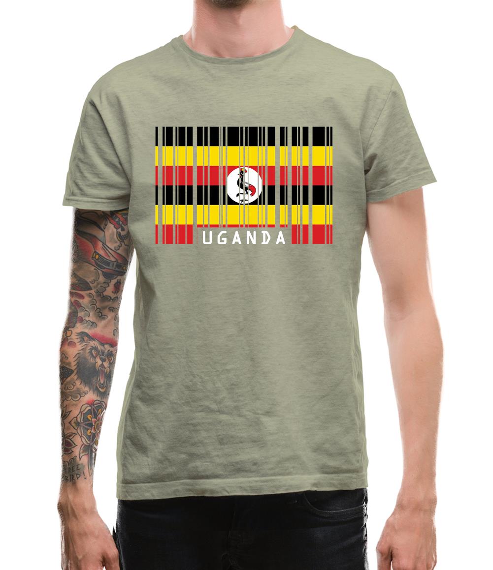 Uganda Barcode Style Flag Mens T-Shirt