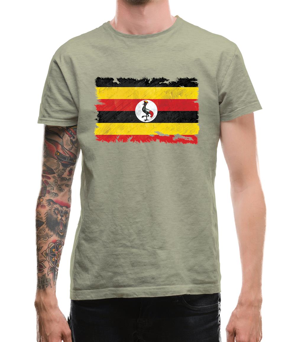 Uganda Grunge Style Flag Mens T-Shirt