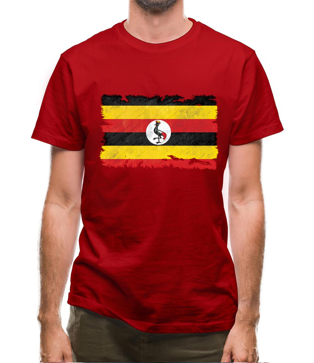 Uganda Grunge Style Flag Mens T-Shirt