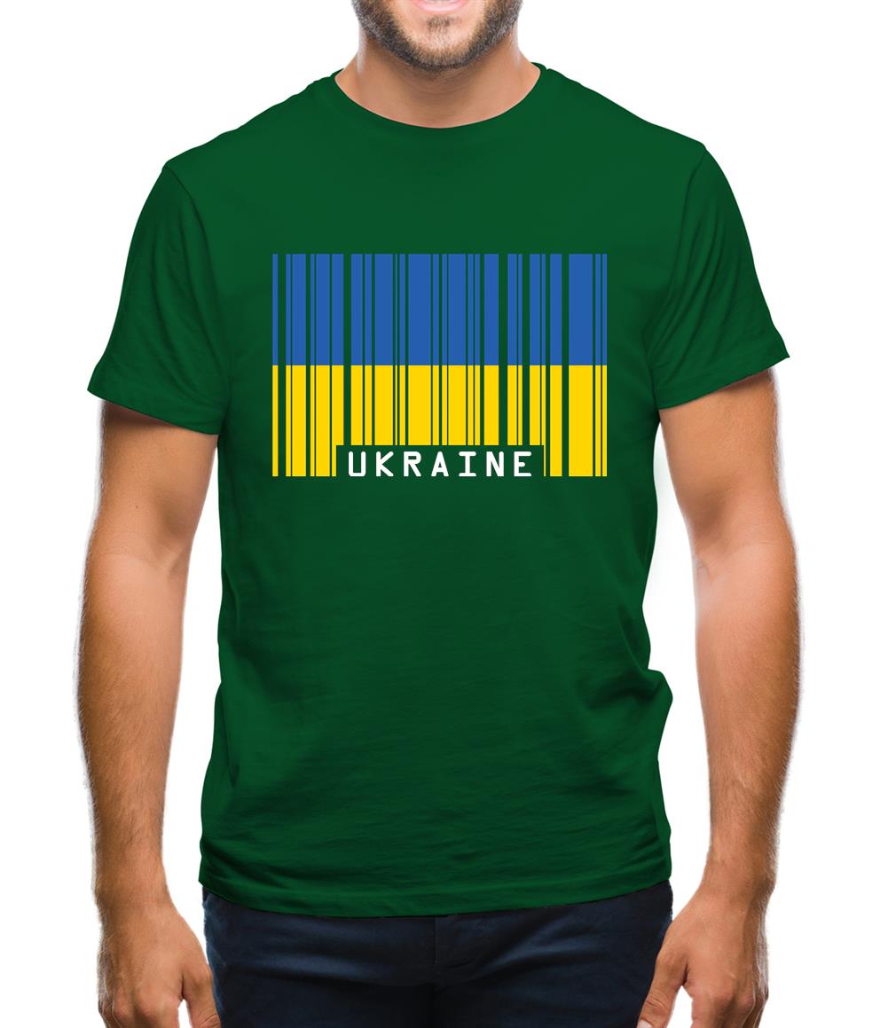 Ukraine Barcode Style Flag Mens T-Shirt