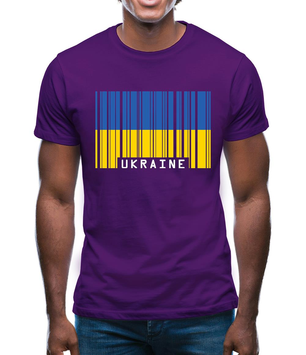 Ukraine Barcode Style Flag Mens T-Shirt