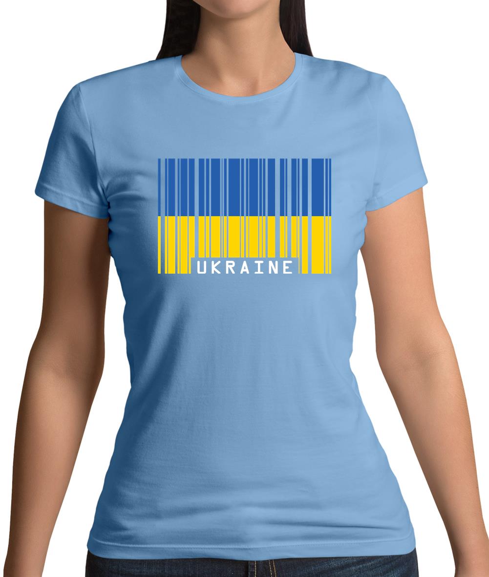 Ukraine Barcode Style Flag Womens T-Shirt