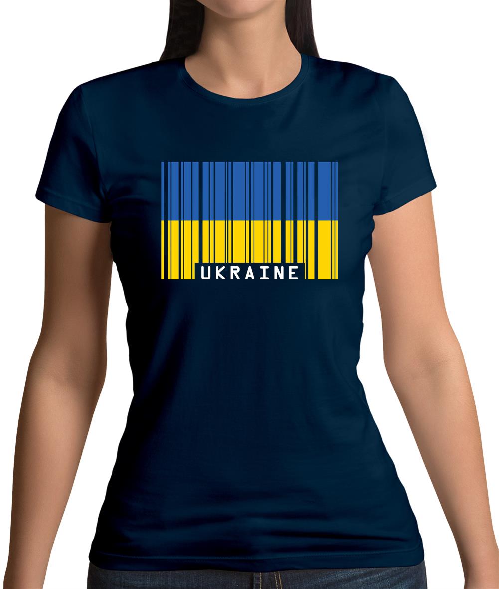 Ukraine Barcode Style Flag Womens T-Shirt