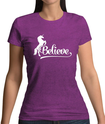 Believe Unicorn Womens T-Shirt