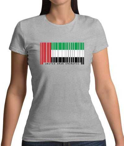 United Arab Emirates Barcode Style Flag Womens T-Shirt