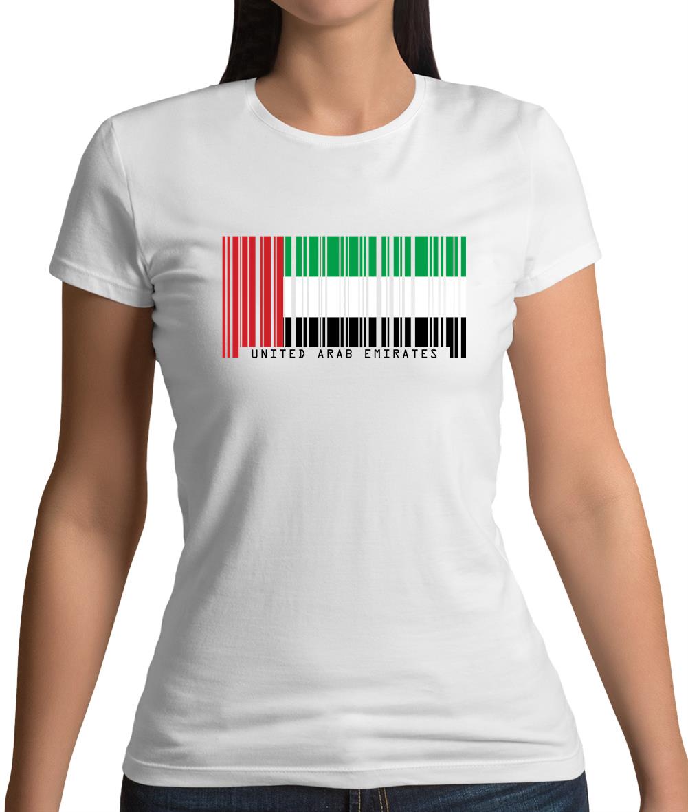 United Arab Emirates Barcode Style Flag Womens T-Shirt