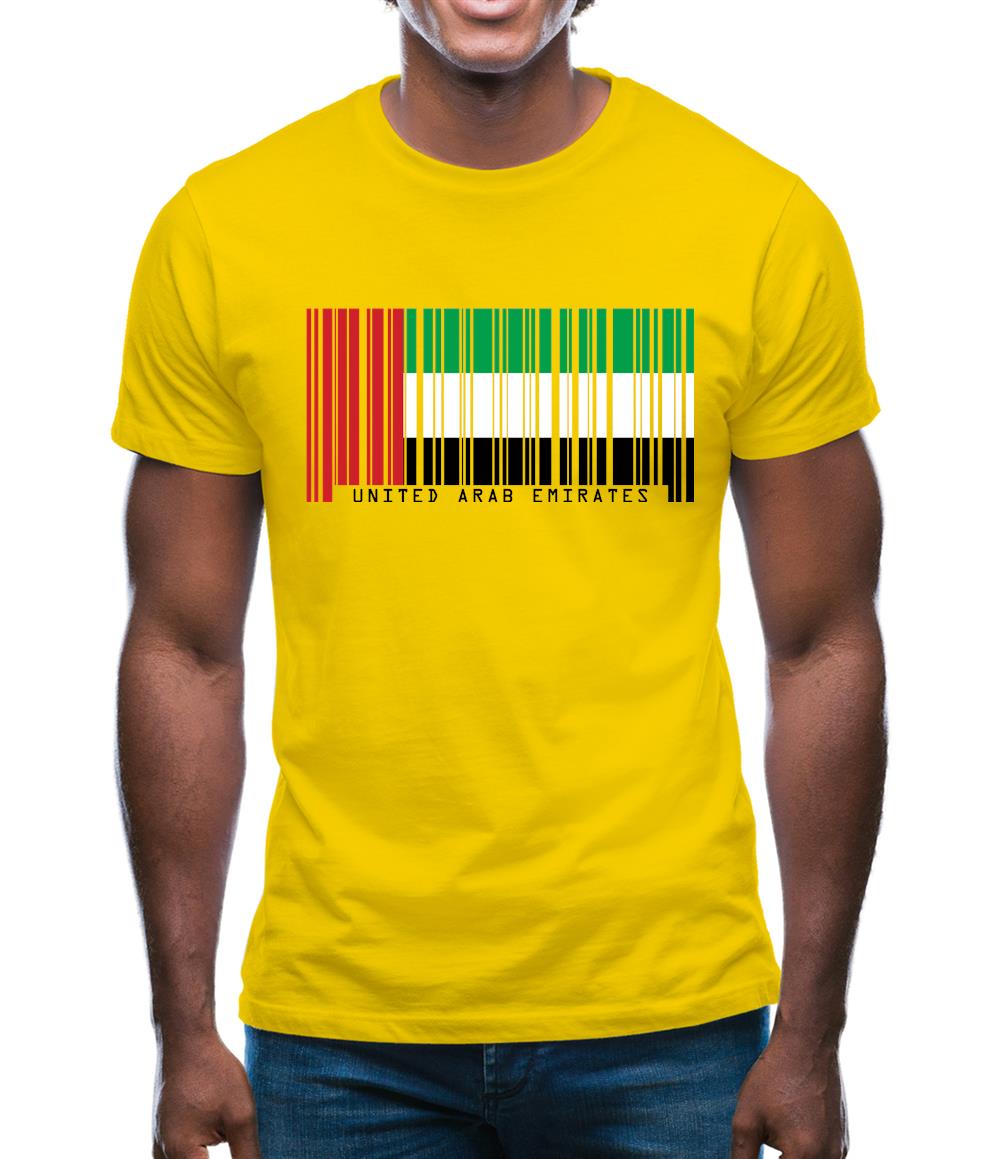 United Arab Emirates Barcode Style Flag Mens T-Shirt