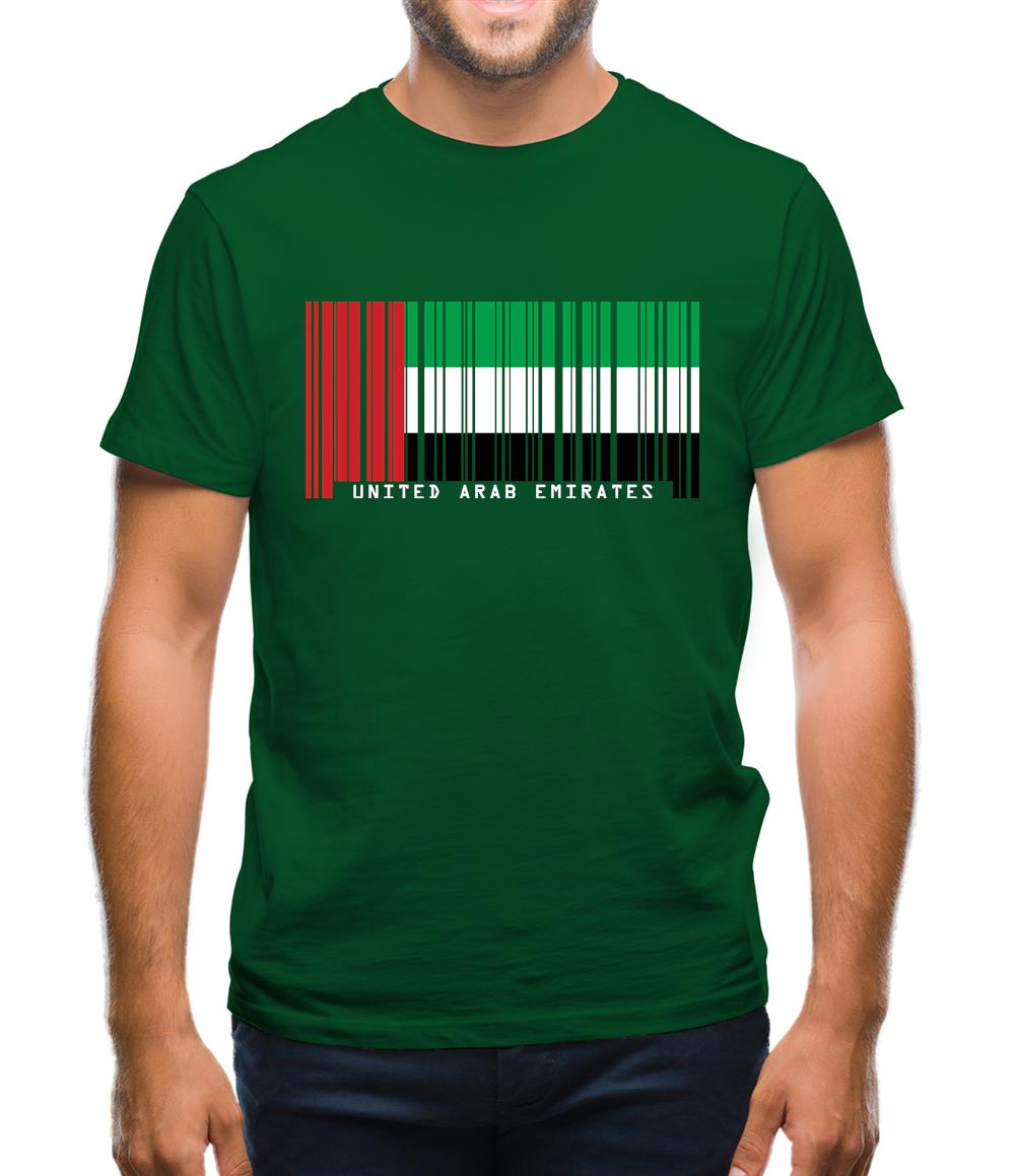 United Arab Emirates Barcode Style Flag Mens T-Shirt