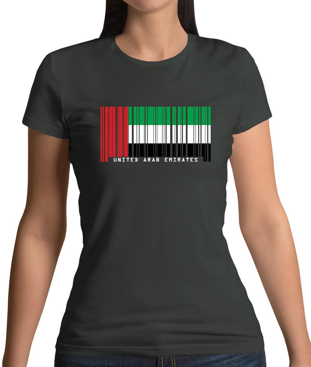 United Arab Emirates Barcode Style Flag Womens T-Shirt
