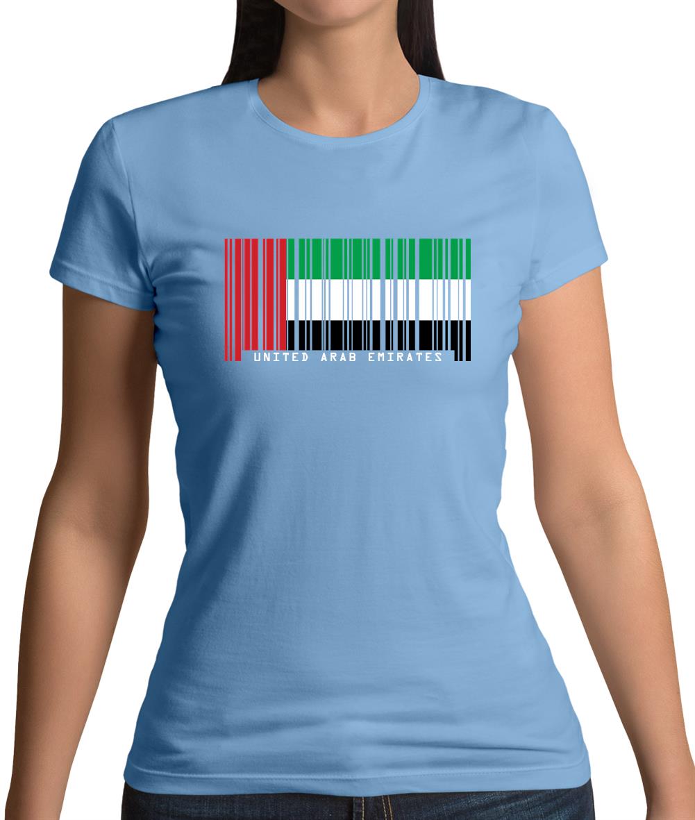 United Arab Emirates Barcode Style Flag Womens T-Shirt