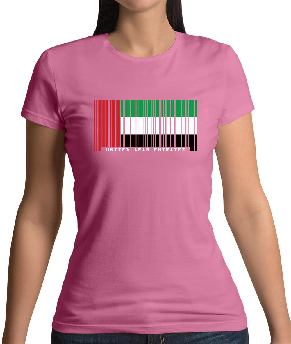 United Arab Emirates Barcode Style Flag Womens T-Shirt