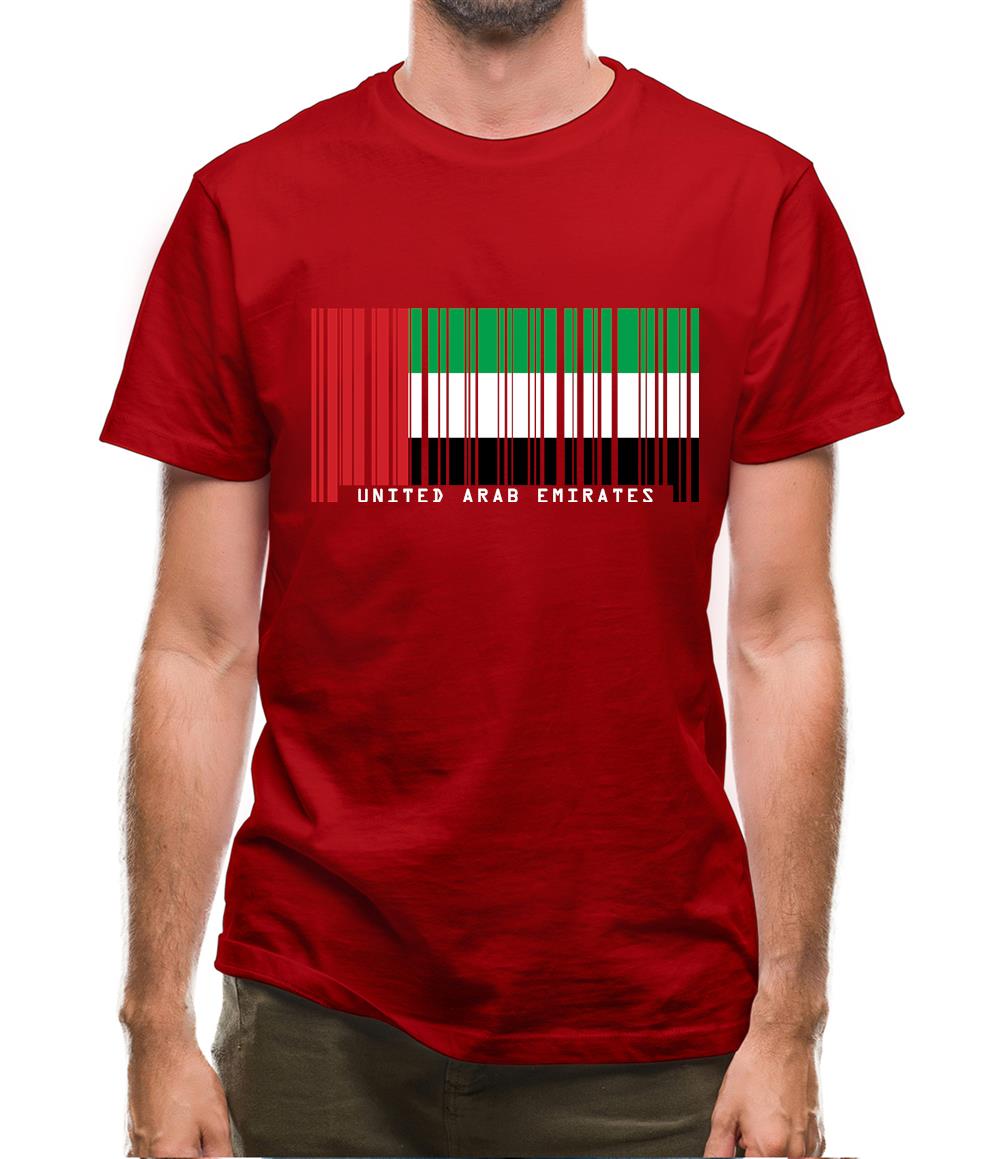 United Arab Emirates Barcode Style Flag Mens T-Shirt