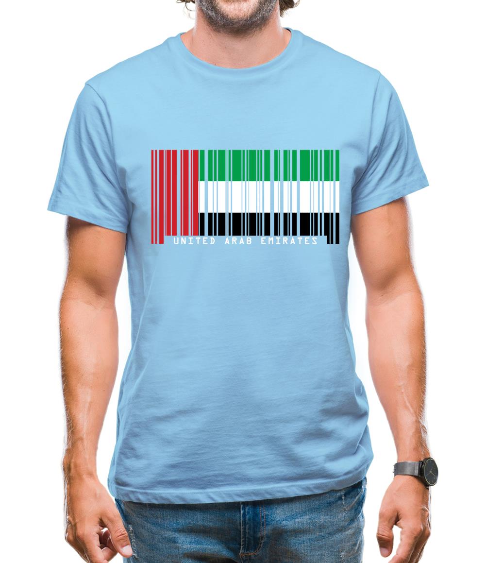 United Arab Emirates Barcode Style Flag Mens T-Shirt