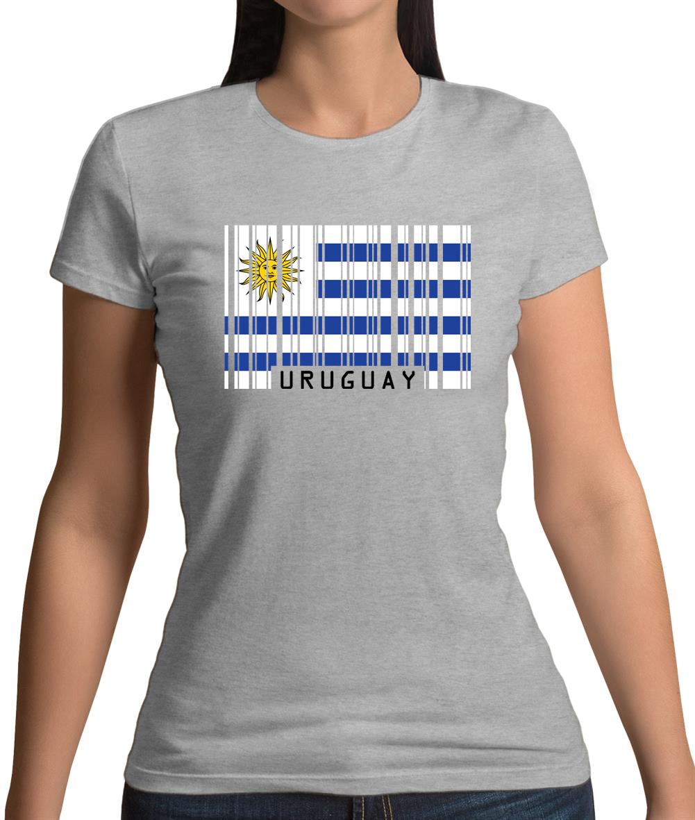 Uruguay Barcode Style Flag Womens T-Shirt