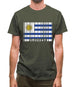 Uruguay Barcode Style Flag Mens T-Shirt