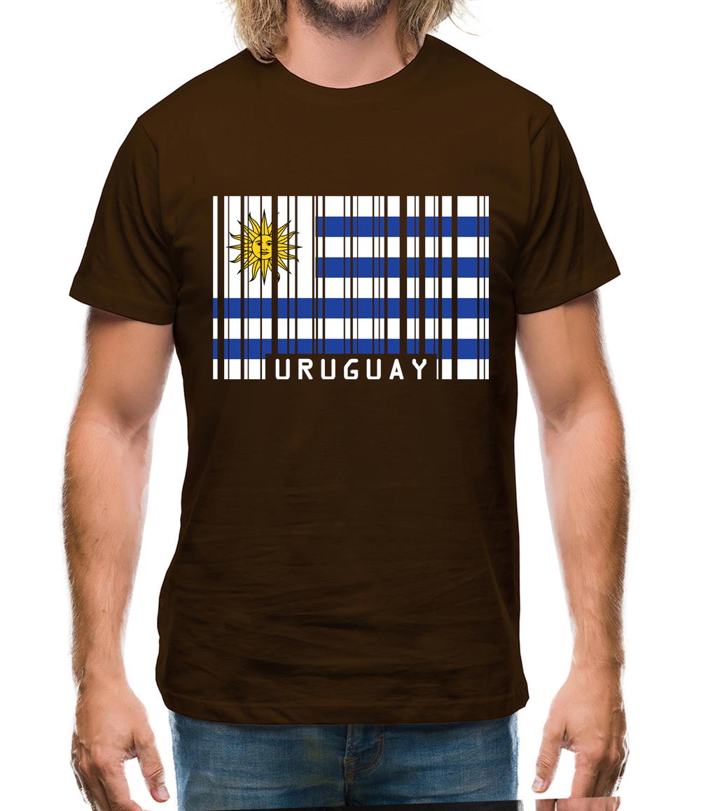 Uruguay Barcode Style Flag Mens T-Shirt