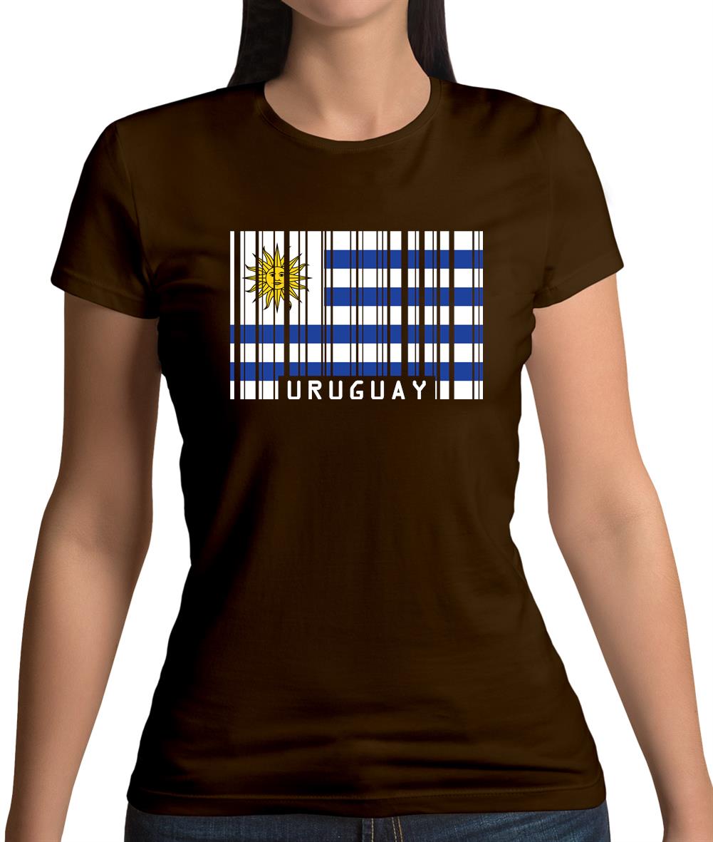 Uruguay Barcode Style Flag Womens T-Shirt