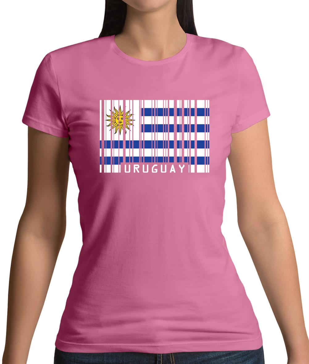 Uruguay Barcode Style Flag Womens T-Shirt