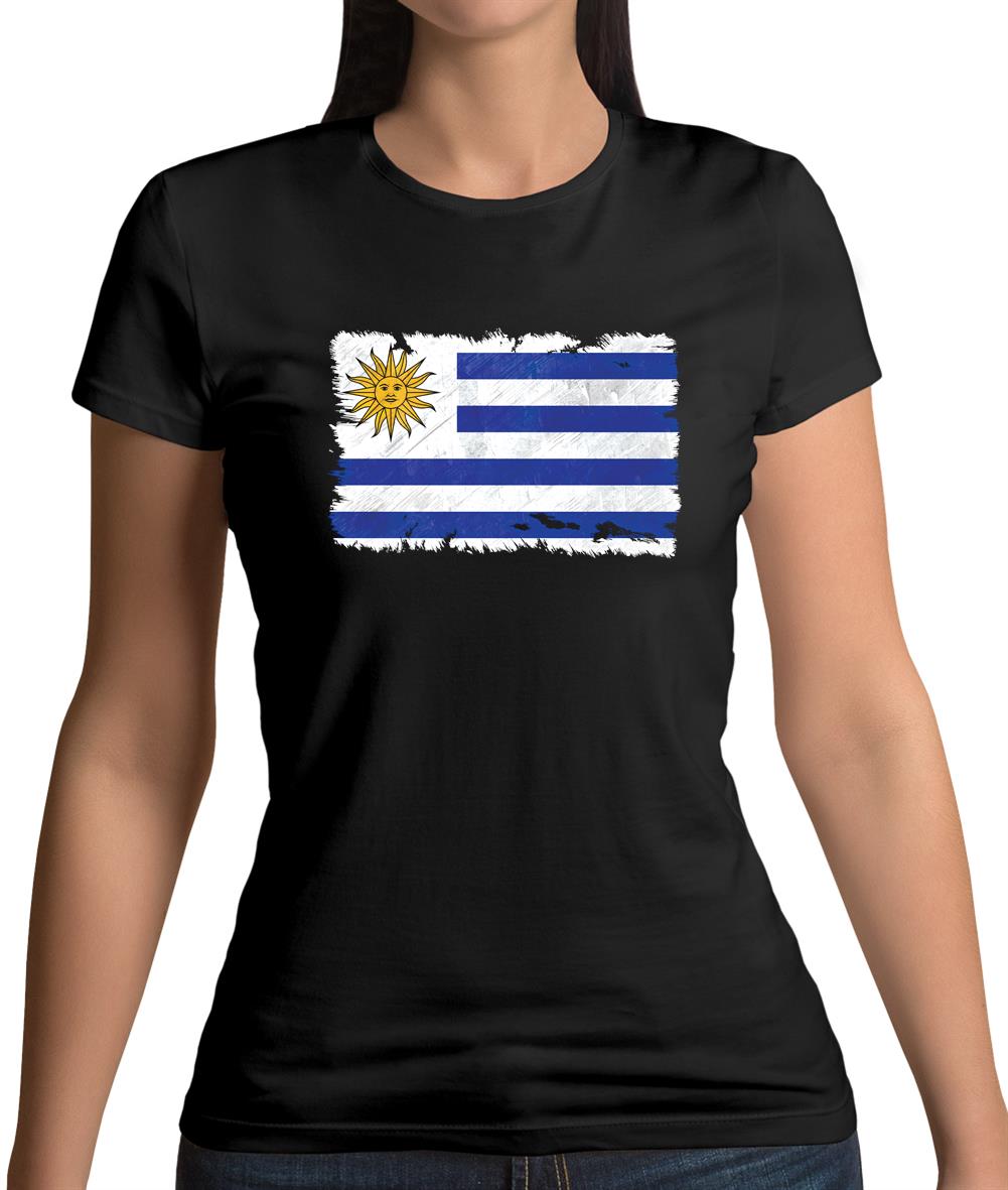 Uruguay Grunge Style Flag Womens T-Shirt