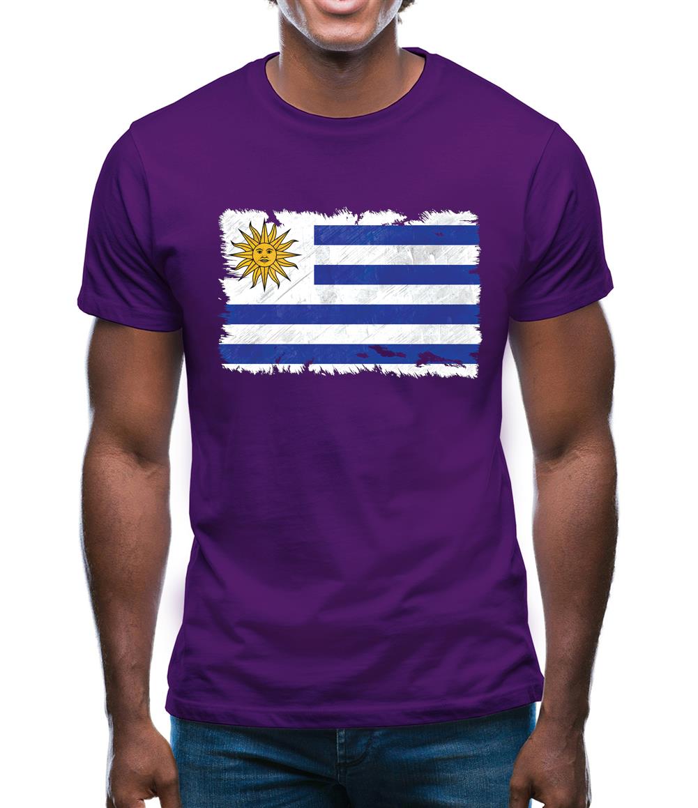 Uruguay Grunge Style Flag Mens T-Shirt