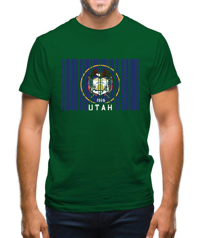 Utah Barcode Style Flag Mens T-Shirt