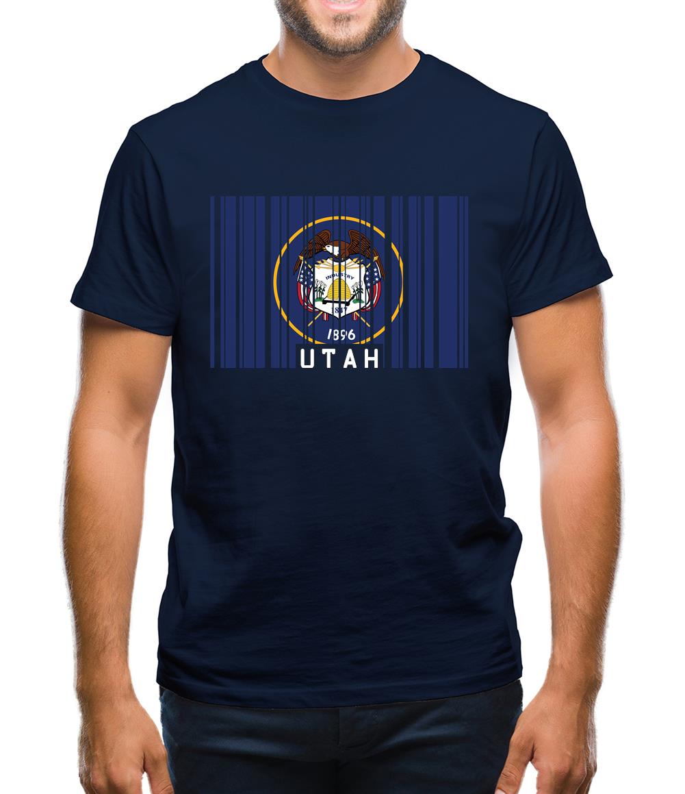 Utah Barcode Style Flag Mens T-Shirt