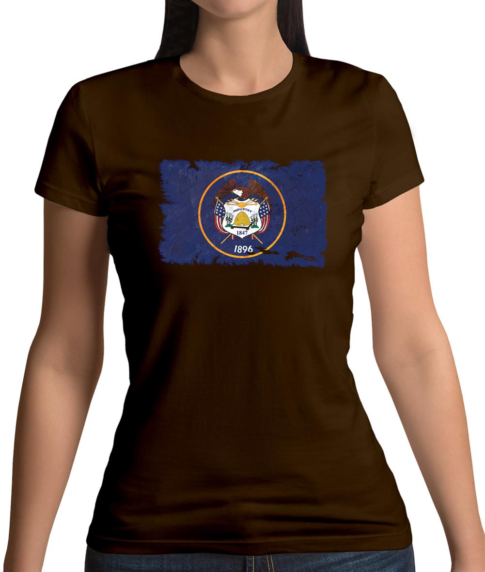 Utah Grunge Style Flag Womens T-Shirt