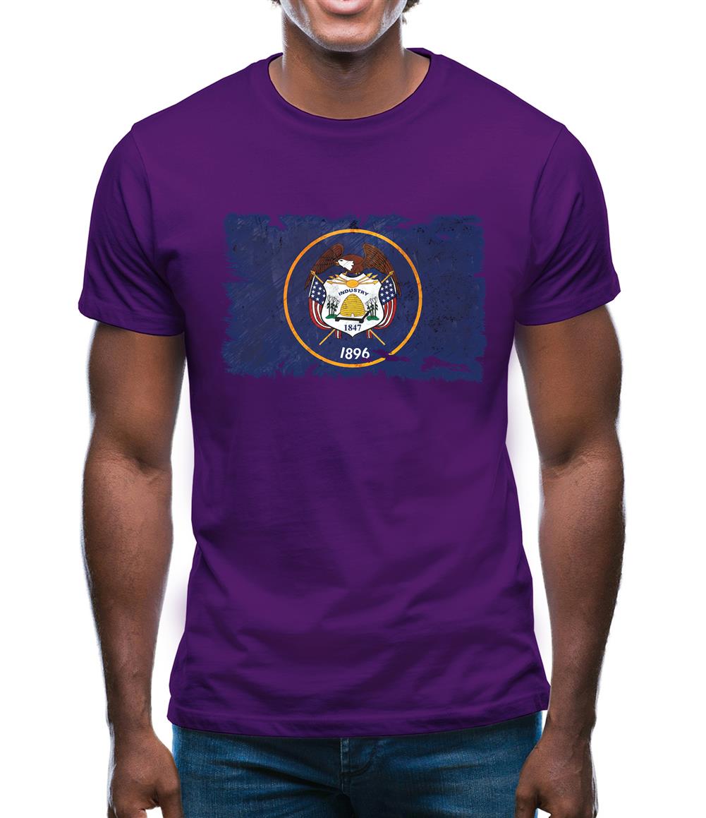 Utah Grunge Style Flag Mens T-Shirt