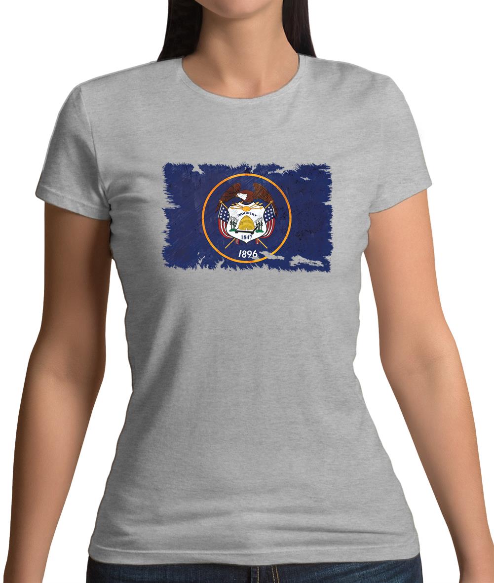 Utah Grunge Style Flag Womens T-Shirt