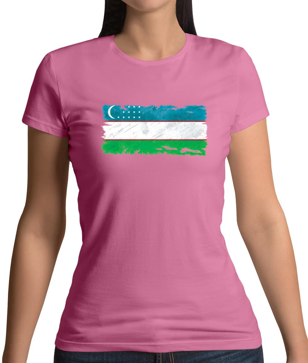 Uzbekistan Grunge Style Flag Womens T-Shirt