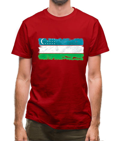 Uzbekistan Grunge Style Flag Mens T-Shirt