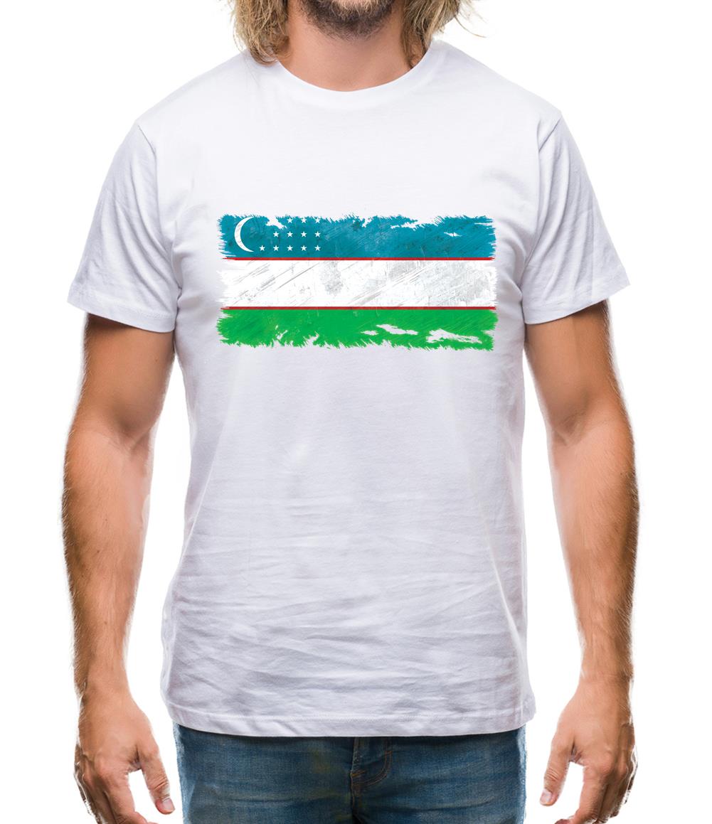 Uzbekistan Grunge Style Flag Mens T-Shirt