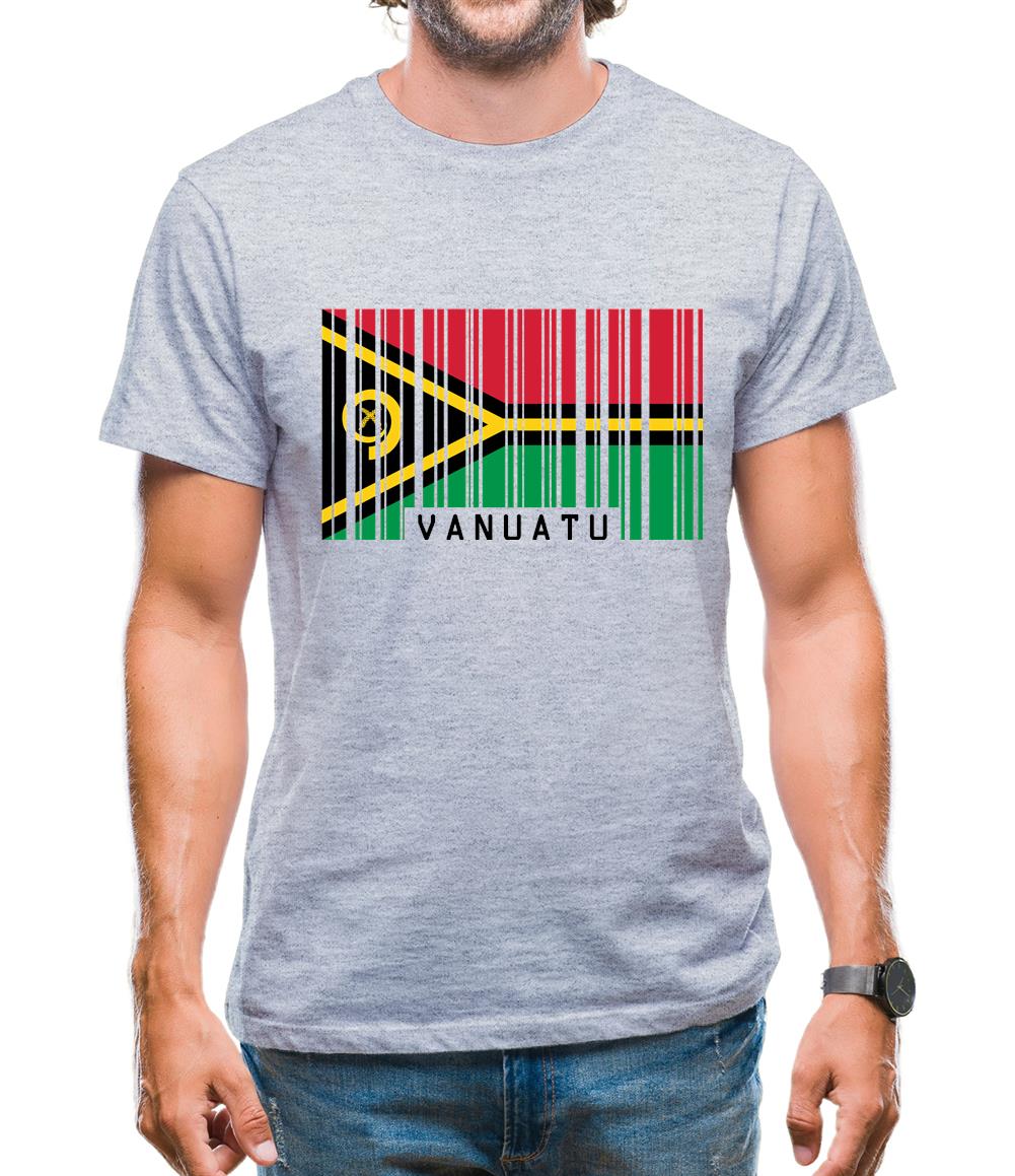 Vanuatu Barcode Style Flag Mens T-Shirt