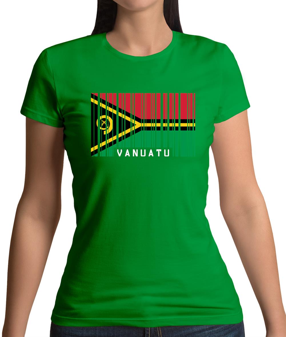 Vanuatu Barcode Style Flag Womens T-Shirt